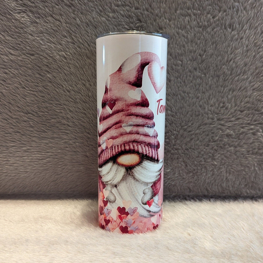 Gnome Tumbler With A Cute Gnome Couple 20oz With Reusable Straw, Can Be Personalized