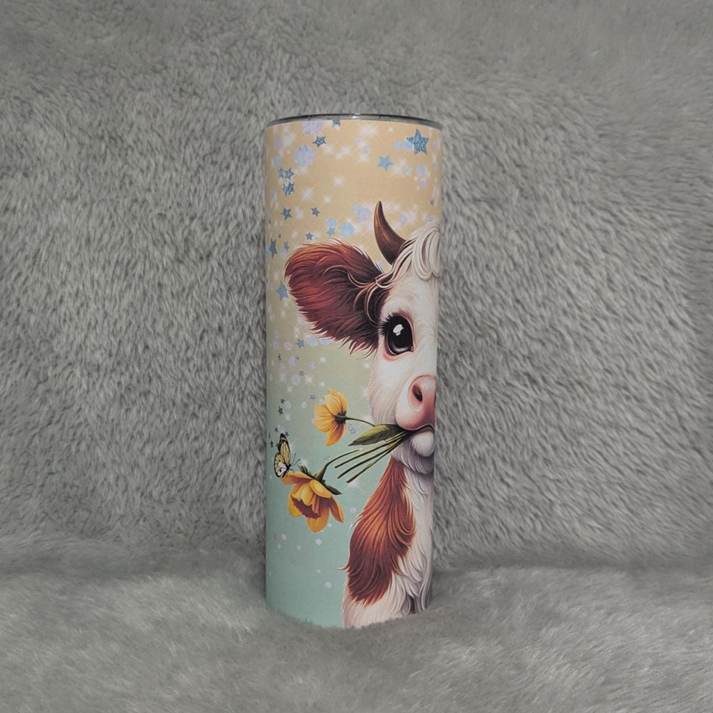 Cute Cow Tumbler Can Be Personalized 20oz With Reusable Straw, Can Be Personalized