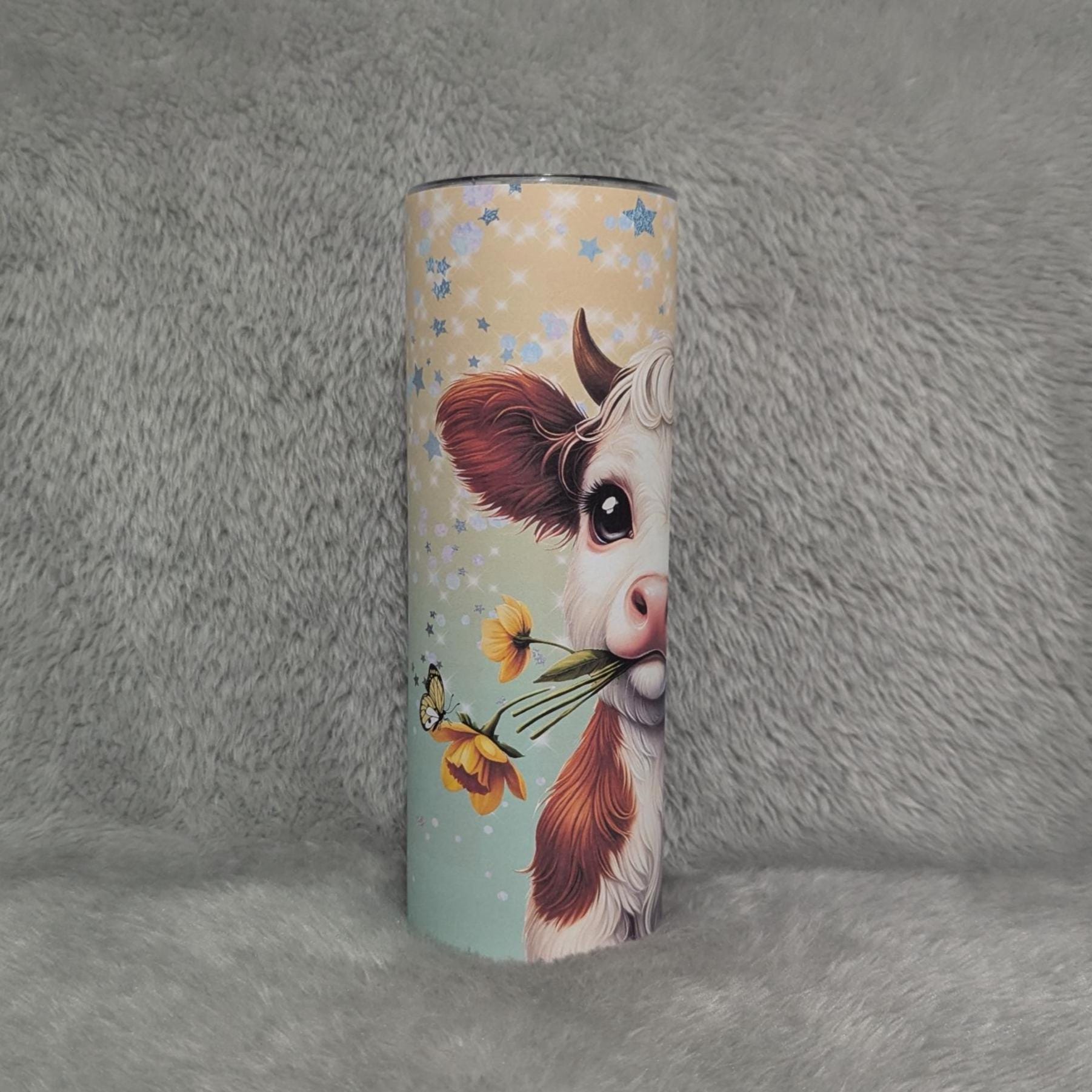 Cute Cow Tumbler Can Be Personalized 20oz With Reusable Straw, Can Be Personalized