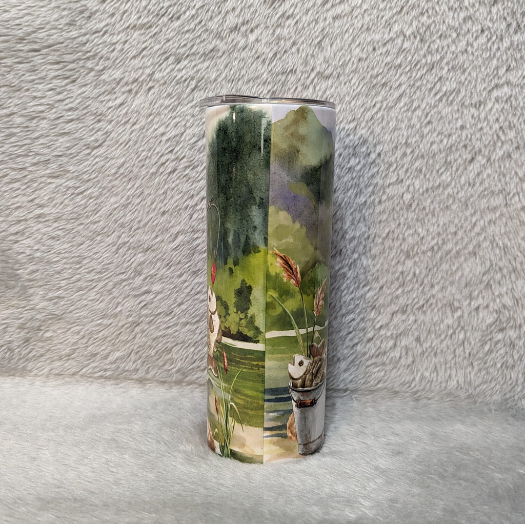 Fishing Gnome Tumbler 20oz With Reusable Straw, Can Be Personalized