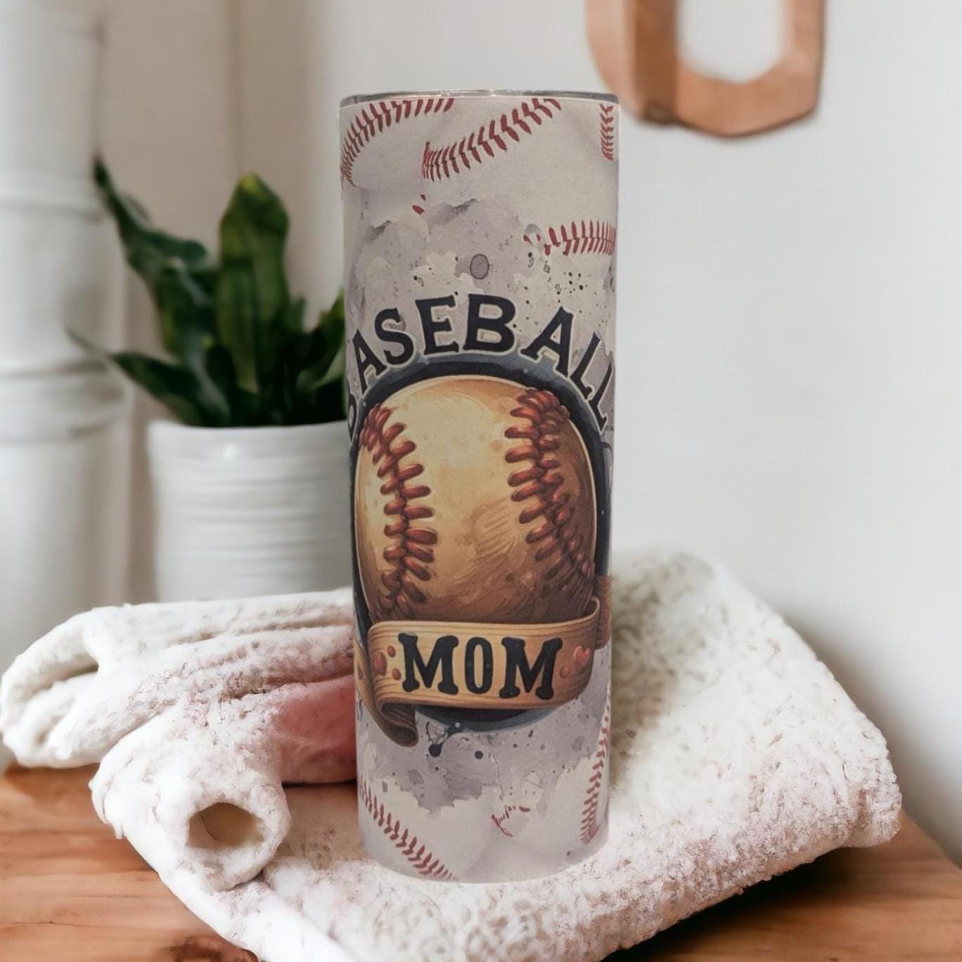 Baseball Mom Tumbler 20oz With Reusable Straw, Can Be Personalized