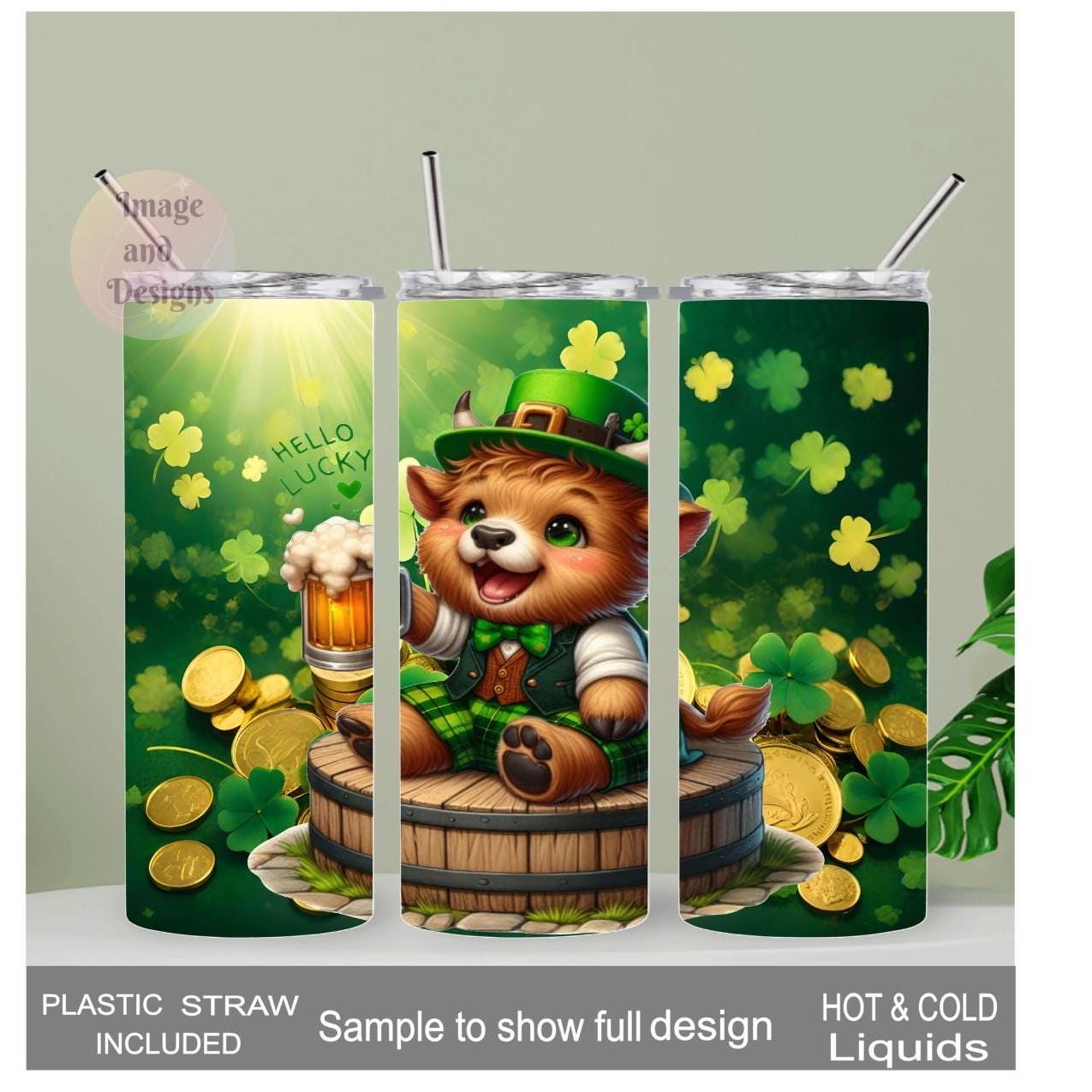 Irish Highland Cow Tumbler 20oz With Reusable Straw, Can Be Personalized