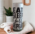 Eat Sleep Golf Repeat Tumbler 20oz With Reusable Straw