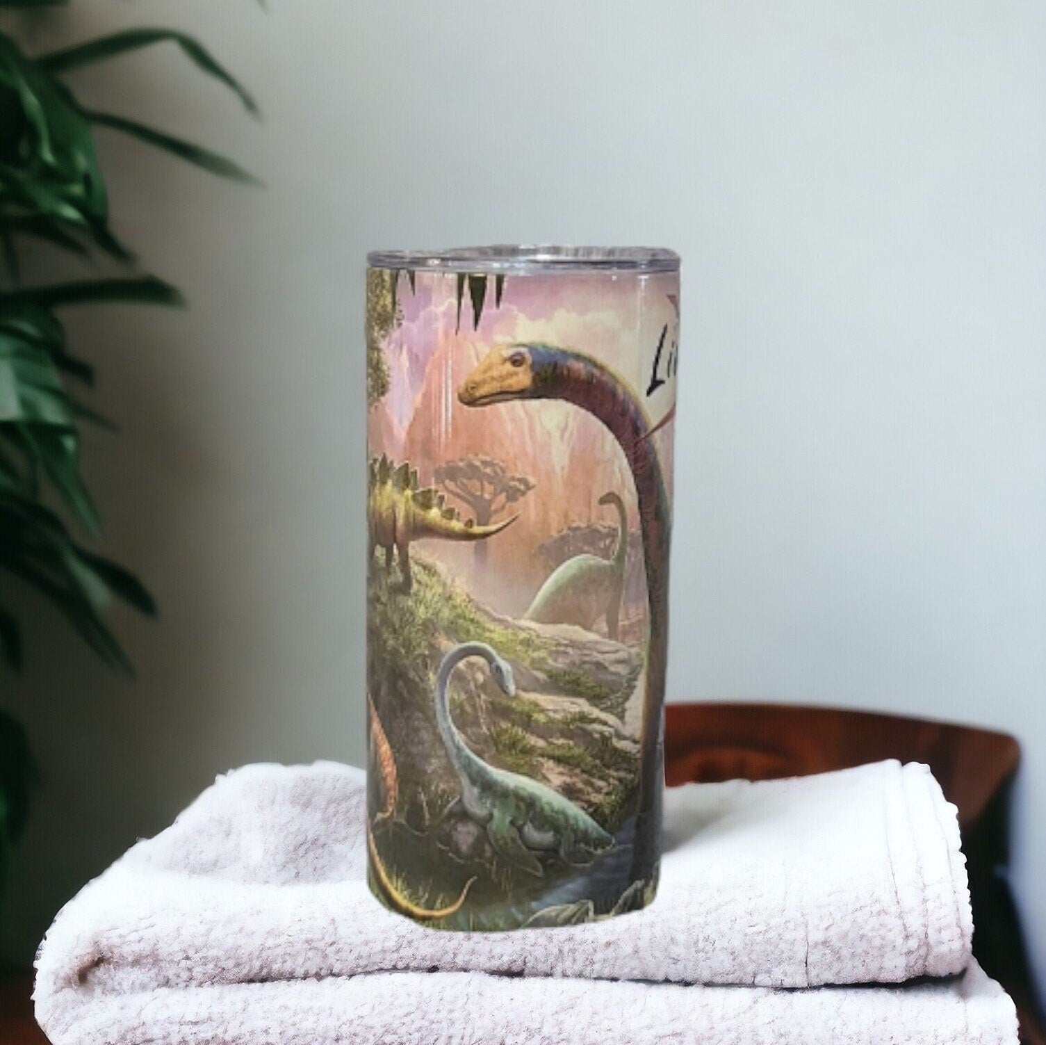 Dinosaur Tumbler 15oz With Reusable Straw, Can Be Personalized