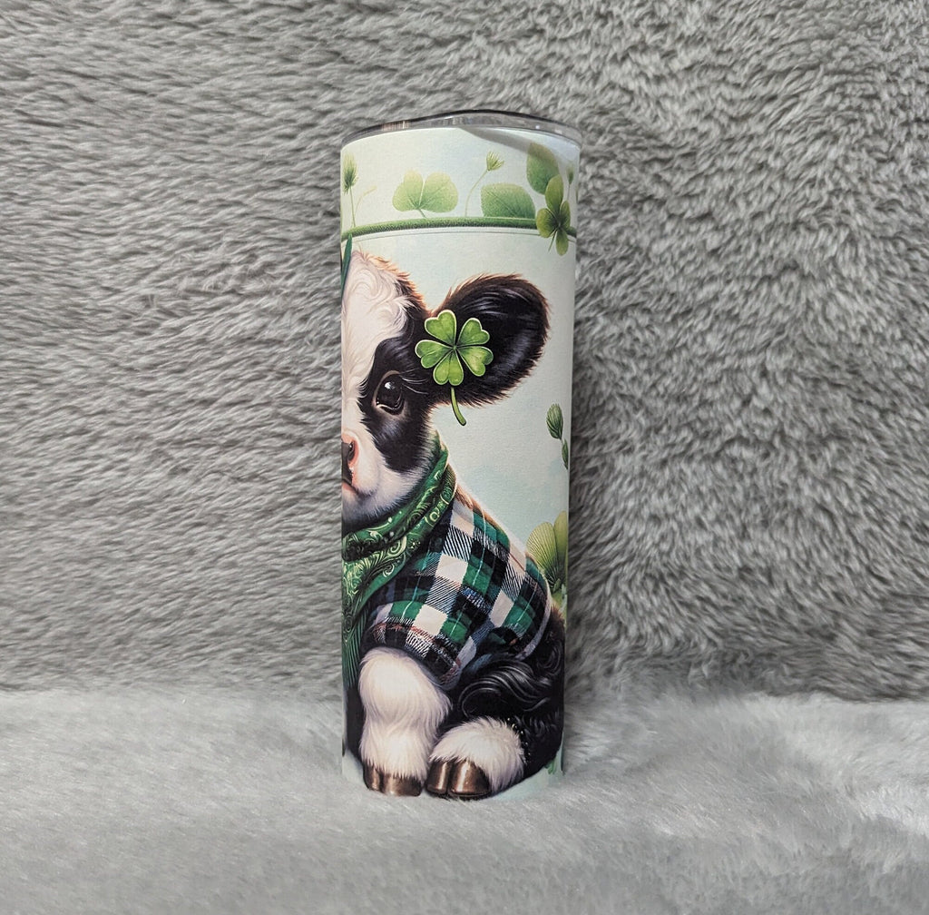 St Patricks Day Cow Tumbler 20oz With Reusable Straw, Can Be Personalized