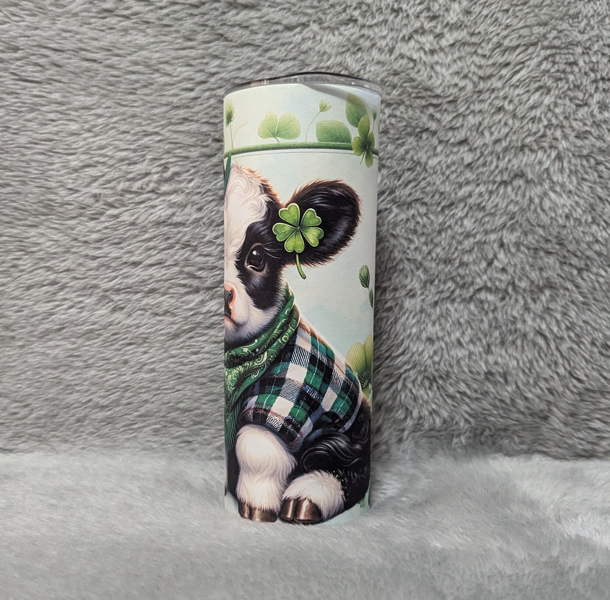 St Patricks Day Cow Tumbler 20oz With Reusable Straw, Can Be Personalized