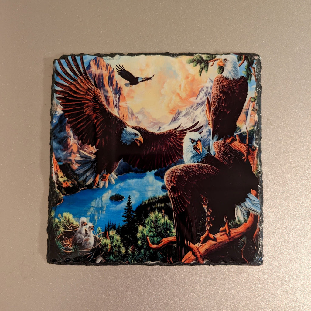Eagle Family Slate Picture With Display Legs