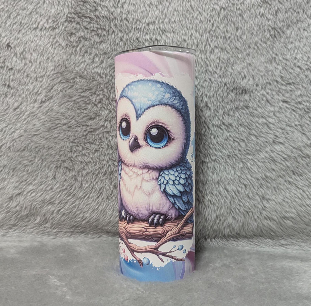 Pretty Owl Tumbler 20oz With Reusable Straw, Can Be Personalized