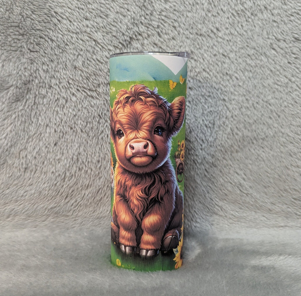 Baby Highland Cow Tumbler 20oz With Reusable Straw, Can Be Personalized