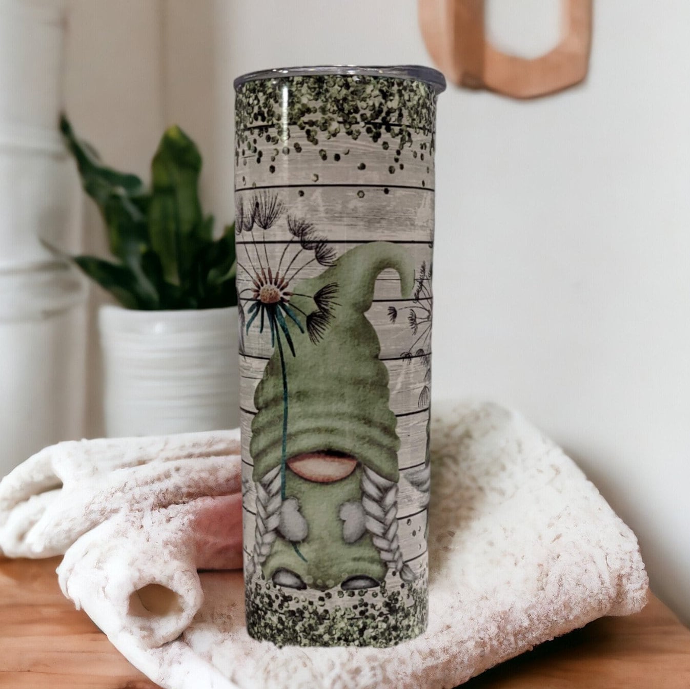 Gnomes With Dandelions Tumbler 20oz With Reusable Straw, Can Be Personalized