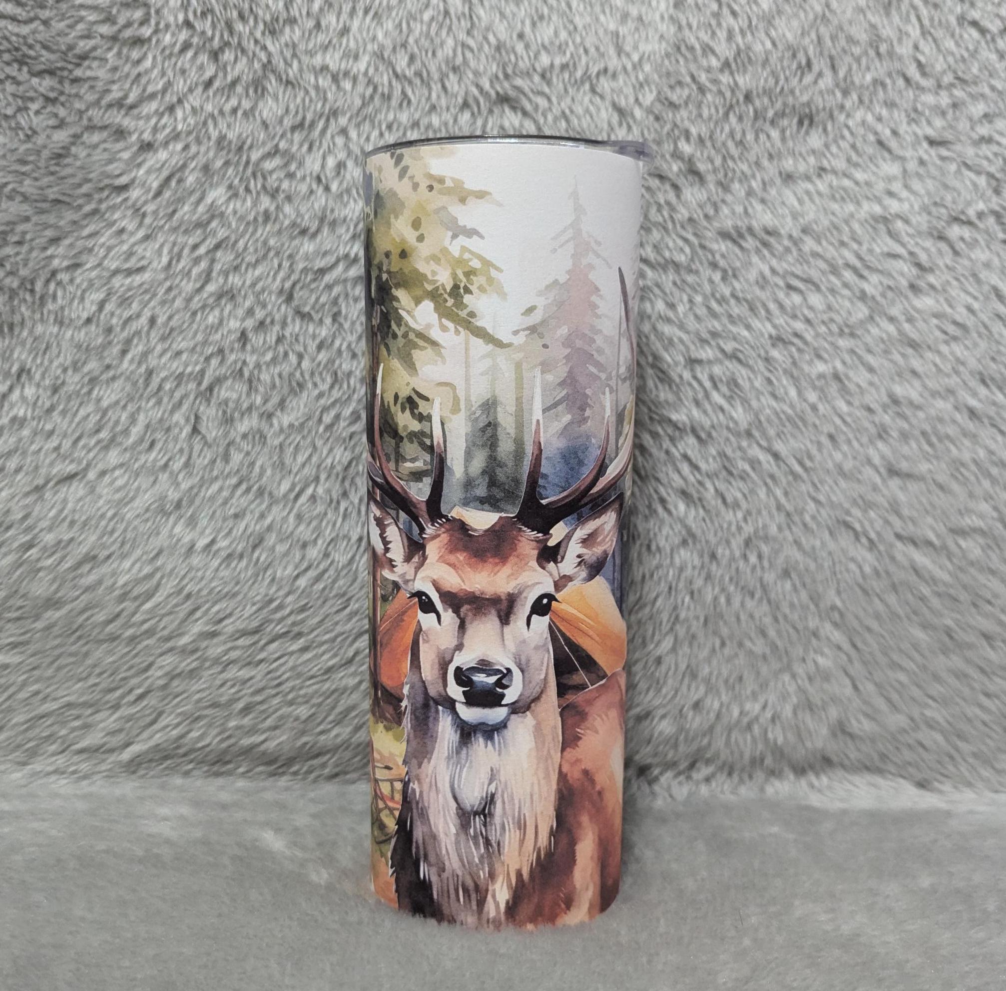 Deer Tumbler 20oz With Reusable Straw, Can Be Personalized
