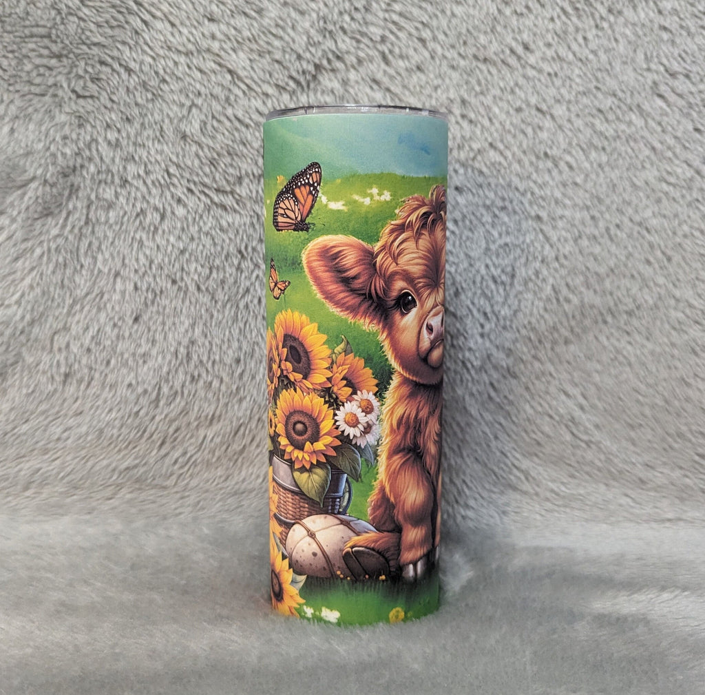 Baby Highland Cow Tumbler 20oz With Reusable Straw, Can Be Personalized