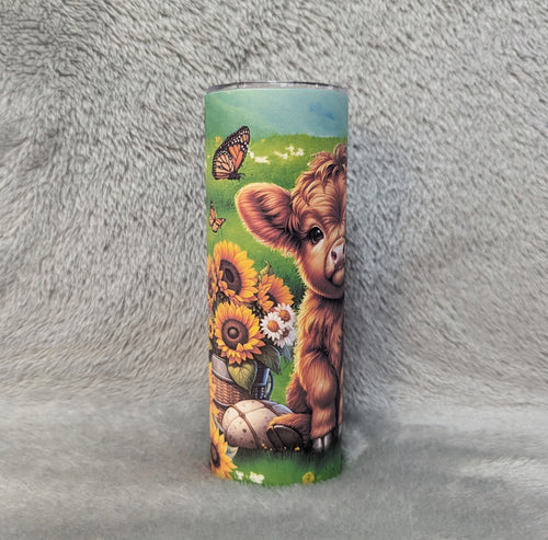 Baby Highland Cow Tumbler 20oz With Reusable Straw, Can Be Personalized