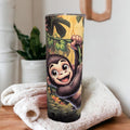 Monkey Tumbler 20oz With Reusable Straw, Can Be Personalized