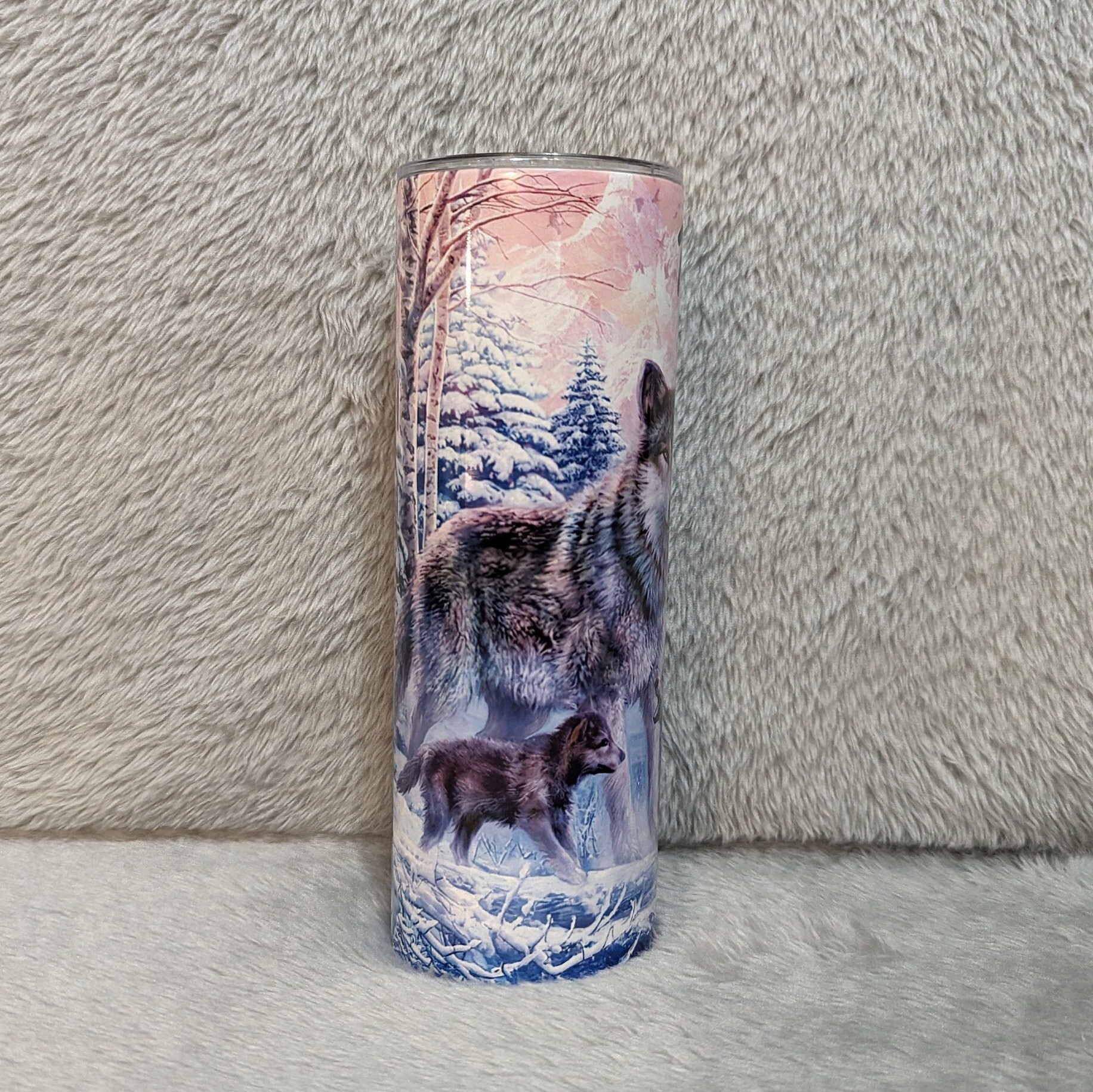 Wolf Family Tumbler 20oz With Reusable Straw, Can Be Personalized