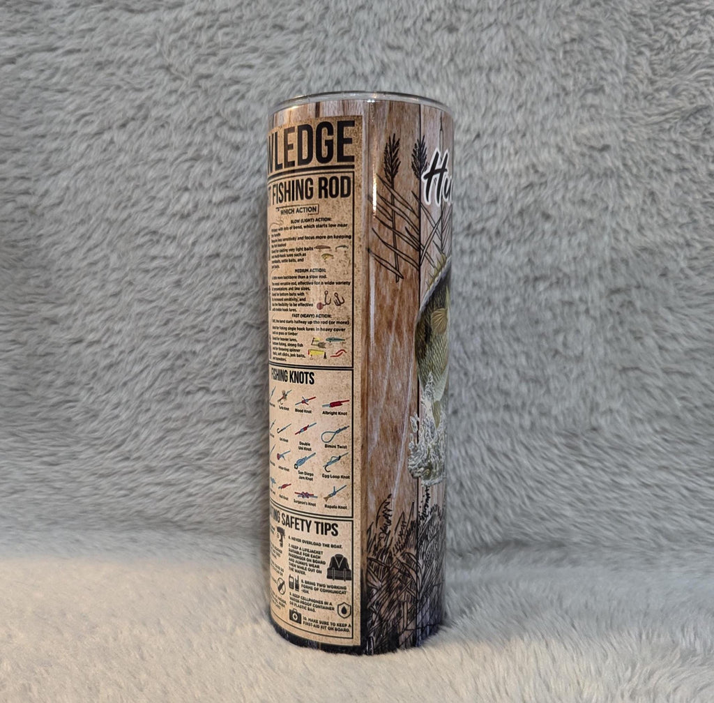 Fish Knowledge Tumbler With Fishing Rules 20oz With Reusable Straw, Can Be Personalized