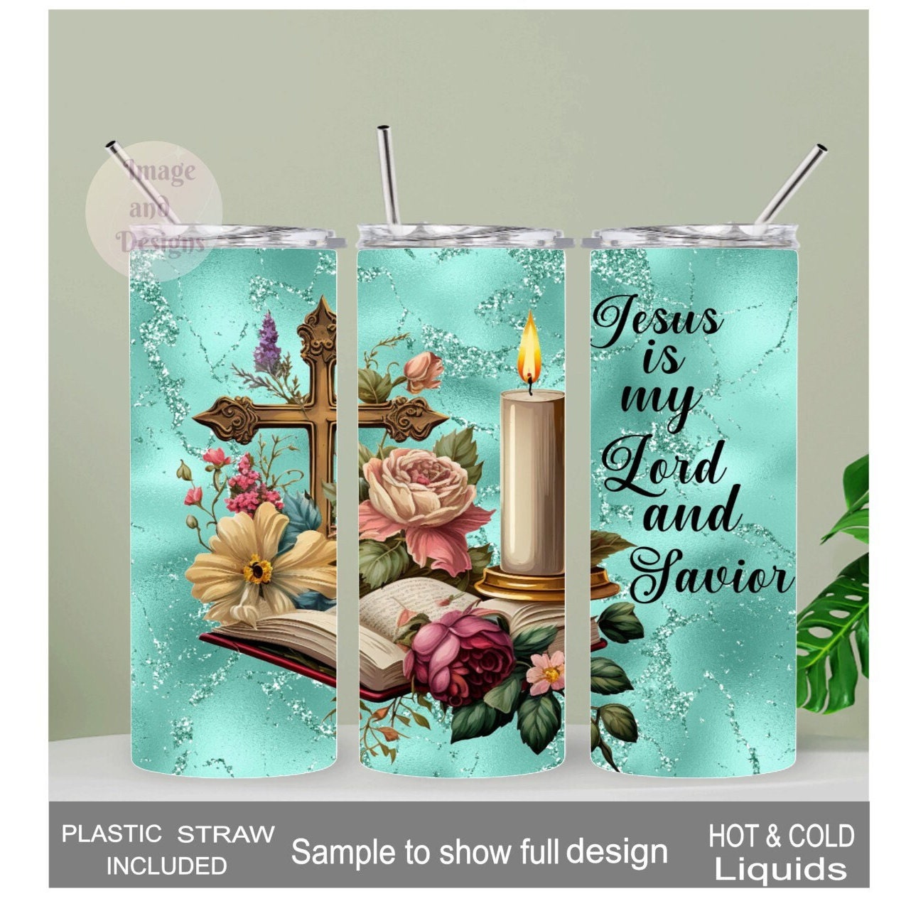 Jesus Is My Lord and Savior Tumbler 20oz With Reusable Straw, Can Be Personalized