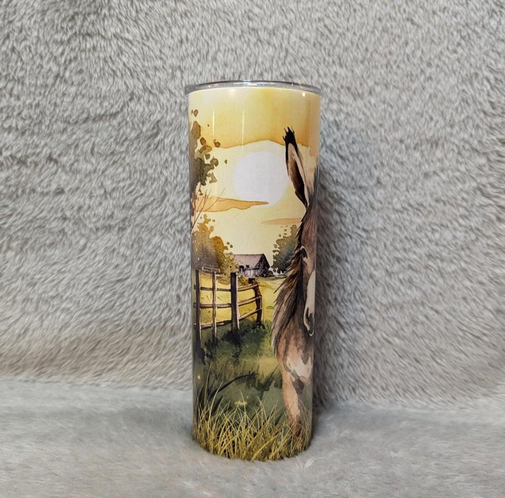 Donkey Tumbler with A Watercolor Design 20oz With Reusable Straw, Can Be Personalized