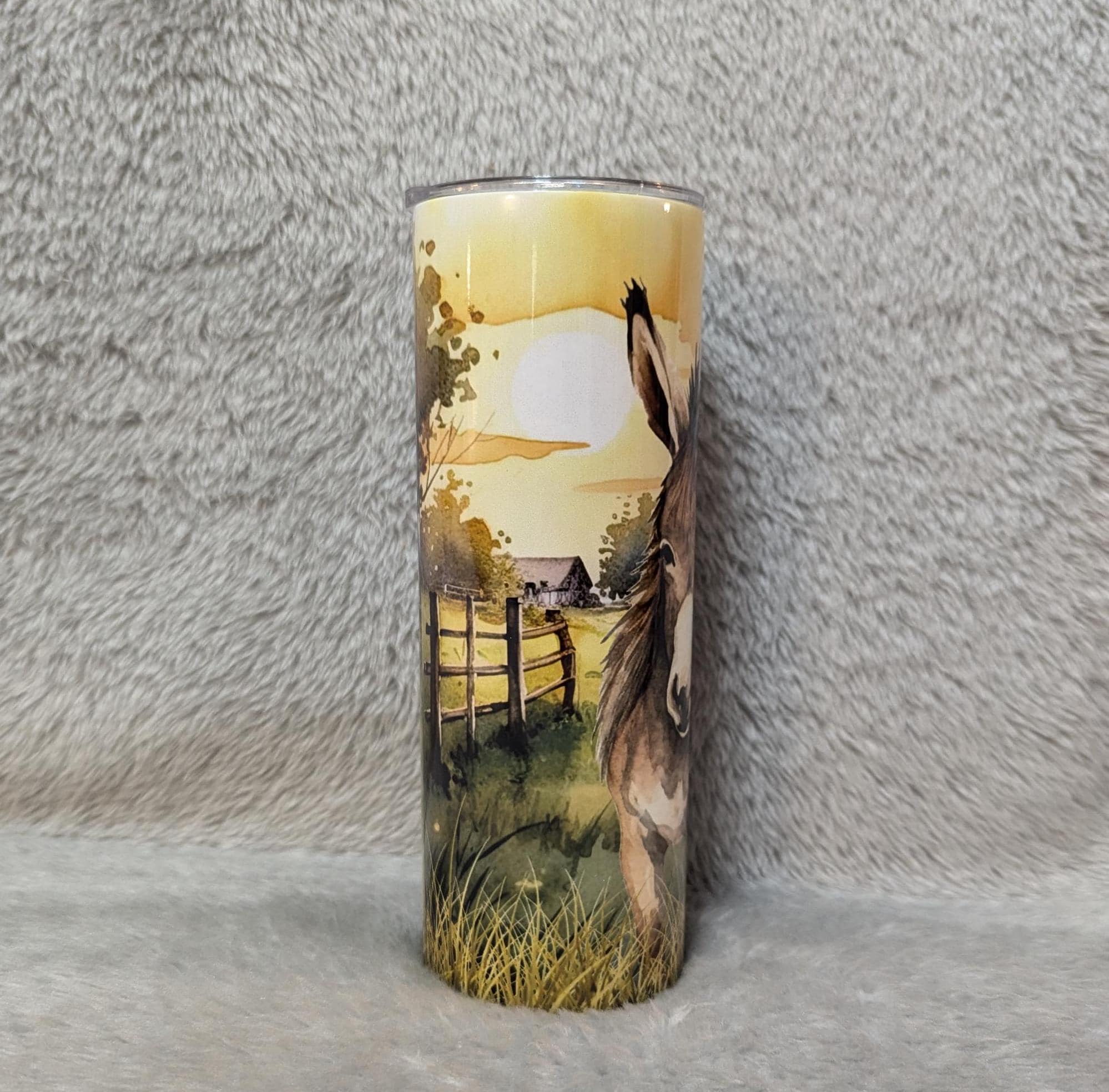 Donkey Tumbler with A Watercolor Design 20oz With Reusable Straw, Can Be Personalized