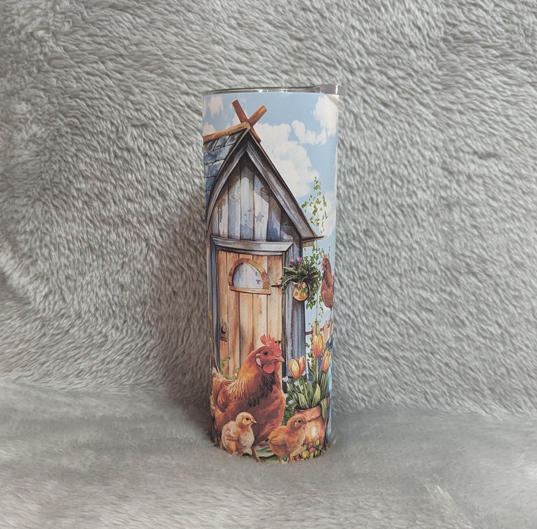 Cute Chicken Tumbler 20oz With Reusable Straw, Can Be Personalized
