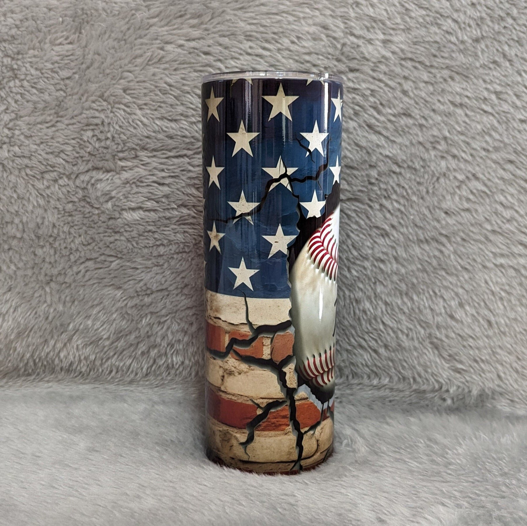 Baseball Tumbler 20oz With Reusable Straw, Can Be Personalized