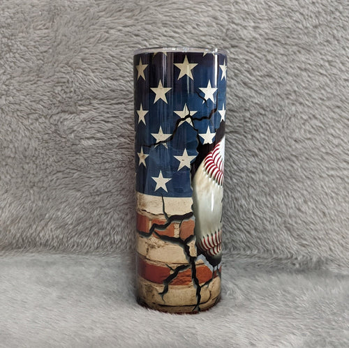 Baseball Tumbler 20oz With Reusable Straw, Can Be Personalized