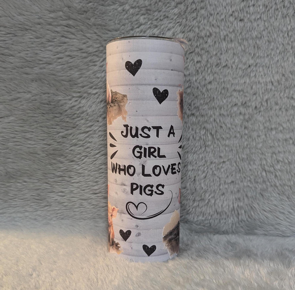 Just A Girl Who Loves Pigs Tumbler 20oz With Reusable Straw