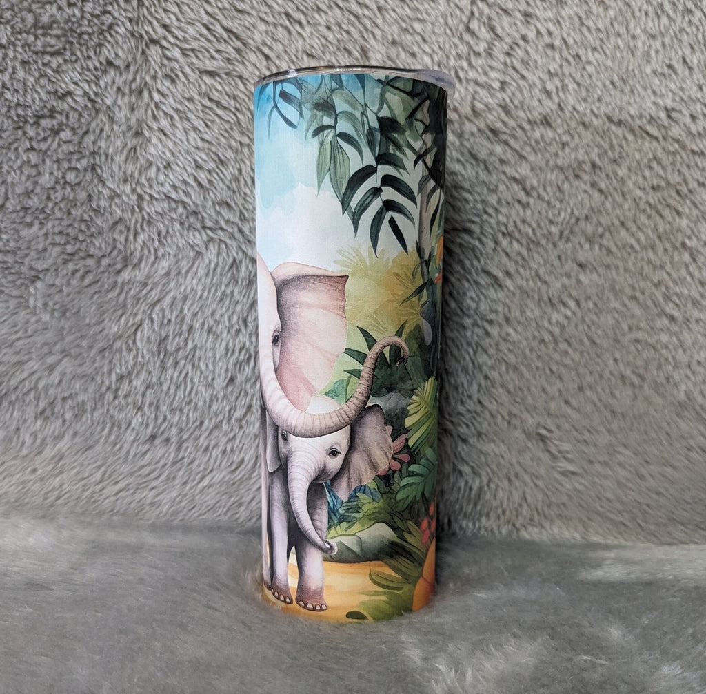 Elephant Tumbler 20oz With Reusable Straw, Can Be Personalized