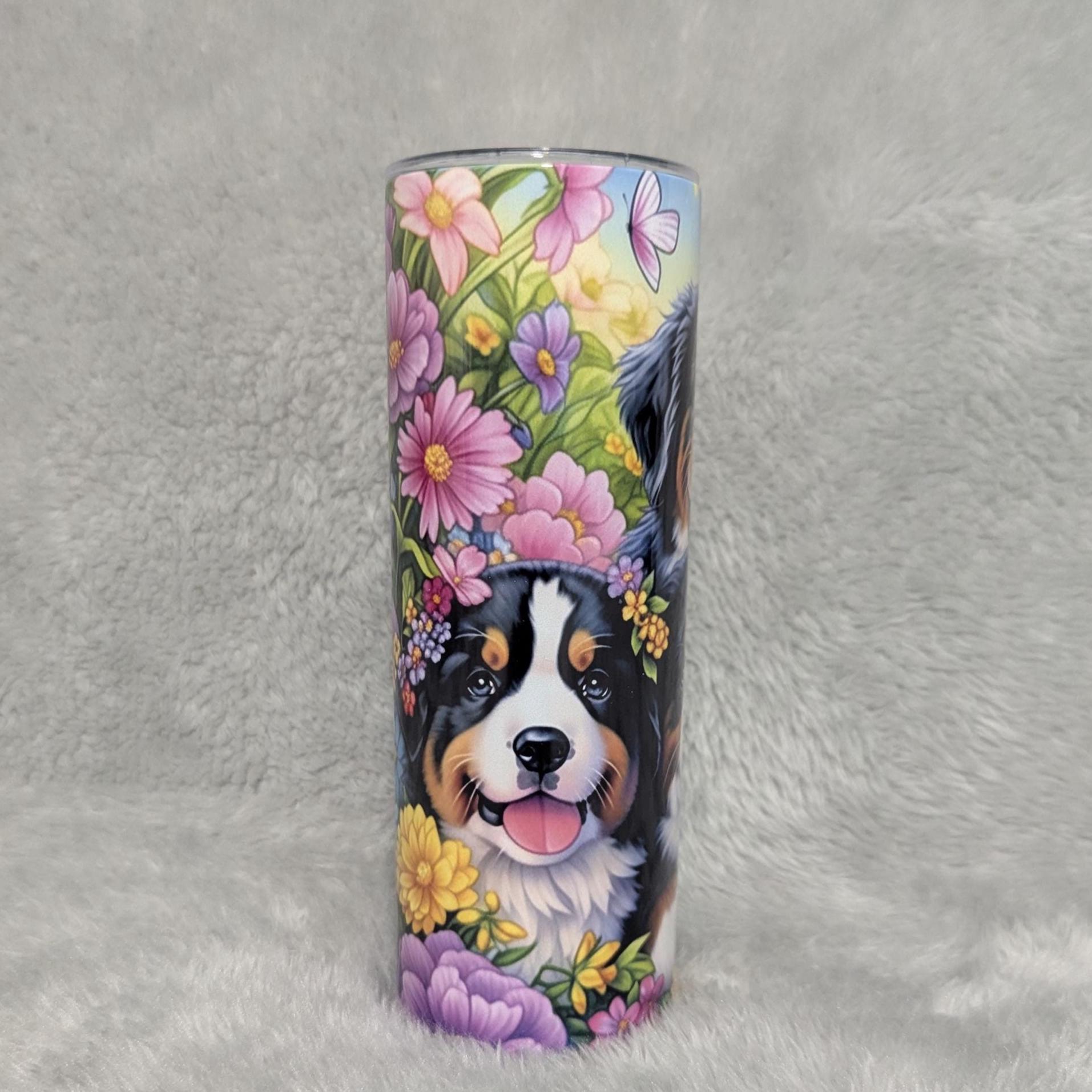 St Bernard Dog Tumbler 20oz With Reusable Straw, Can Be Personalized