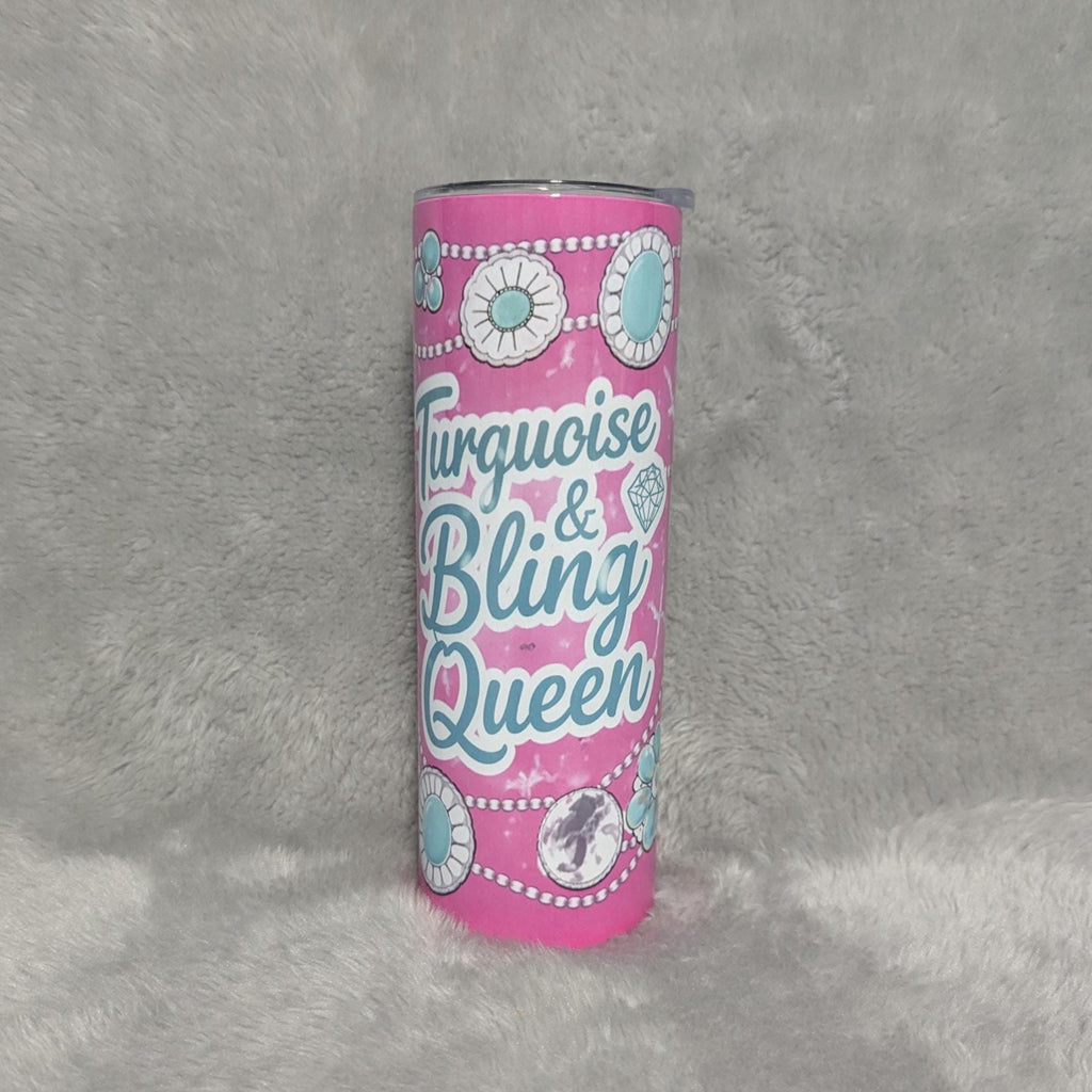 Turquoise and Bling Queen Tumbler 20oz With Reusable Straw