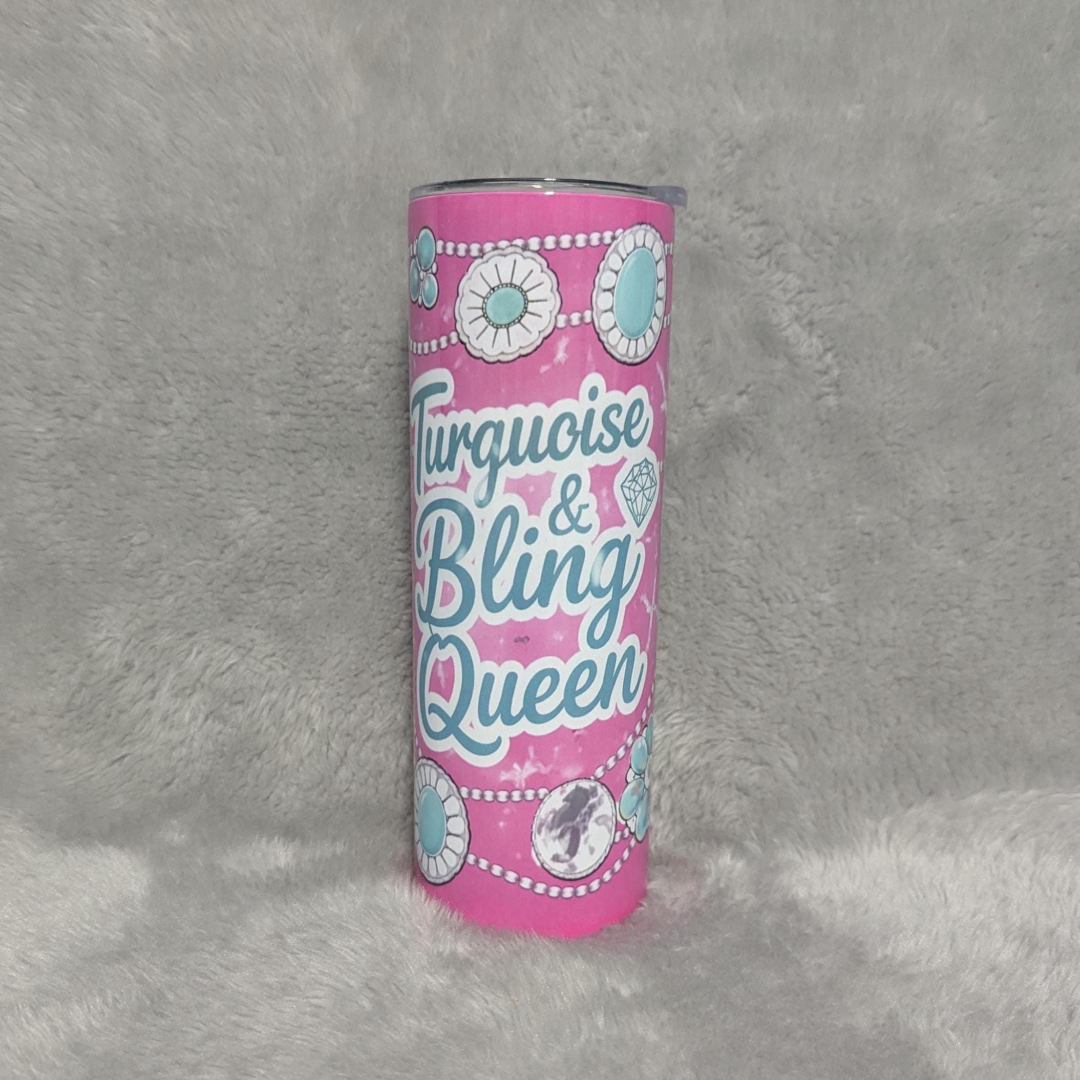 Turquoise and Bling Queen Tumbler 20oz With Reusable Straw