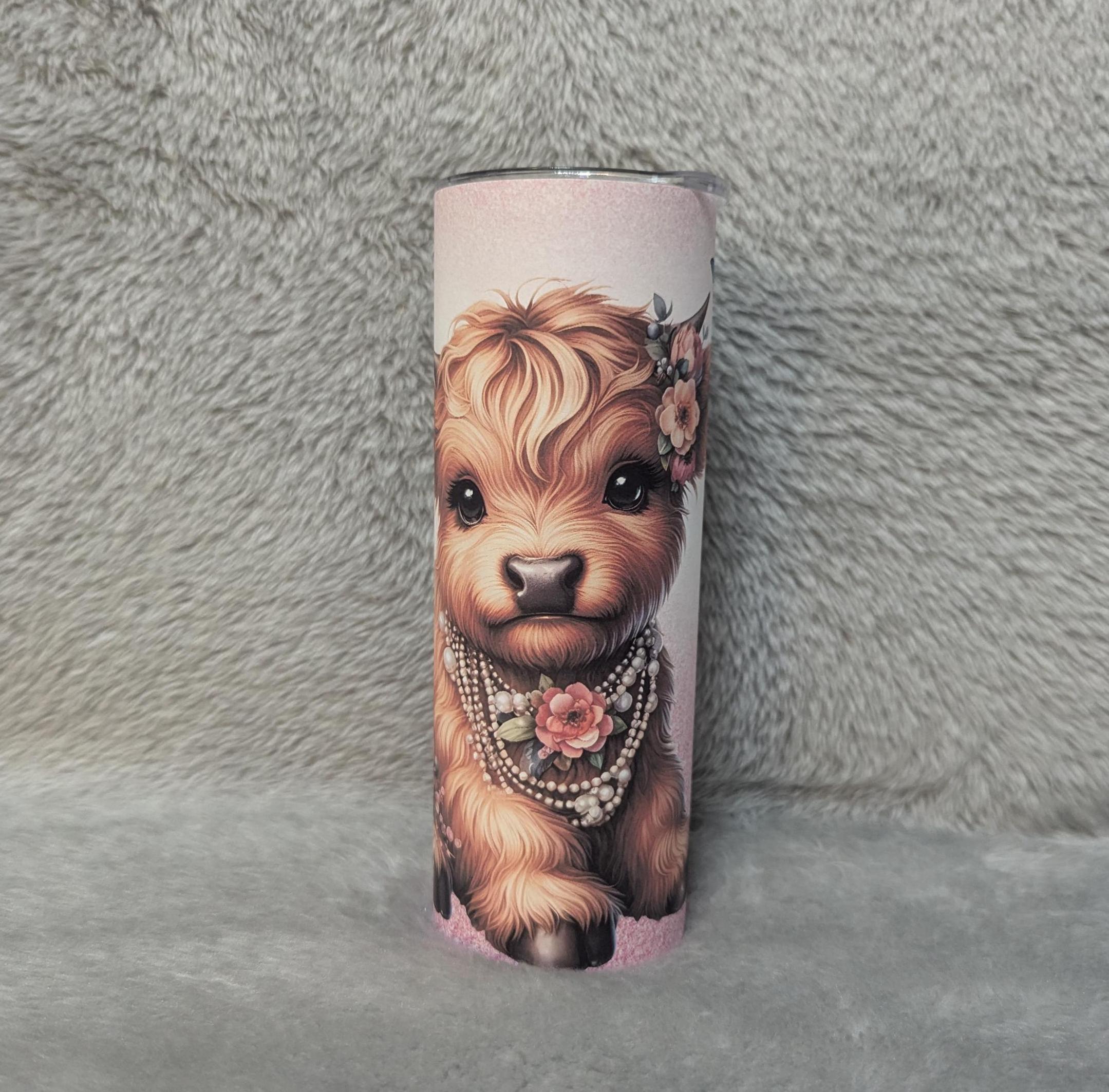Highland Cow Tumbler 20oz With Reusable Straw, Can Be Personalized