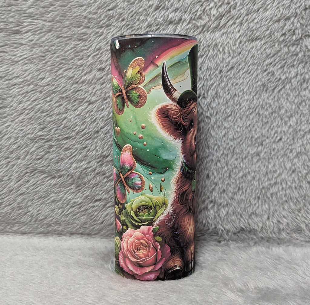 Irish Highland Cow Tumbler 20oz With Reusable Straw, Can Be Personalized