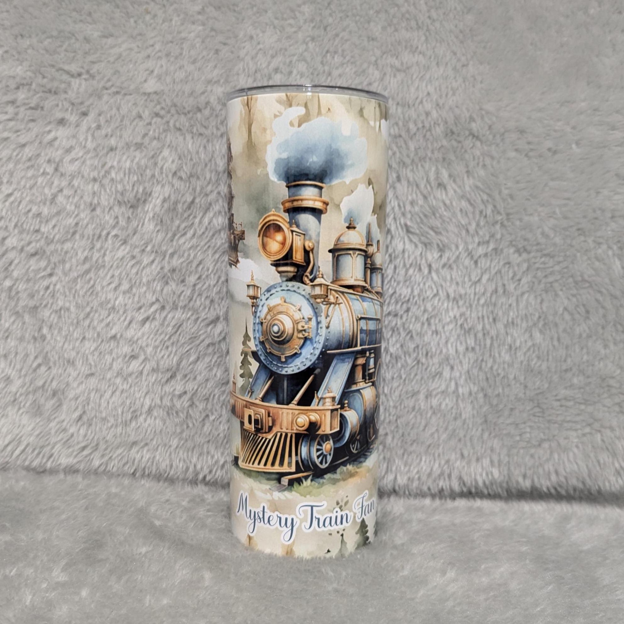 Train Tumbler 20oz With Reusable Straw, Can Be Personalized