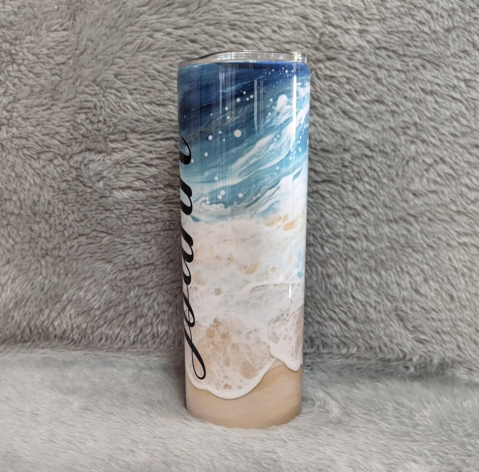 Personalized Beach Tumbler 20oz With Reusable Straw, Can Be Personalized