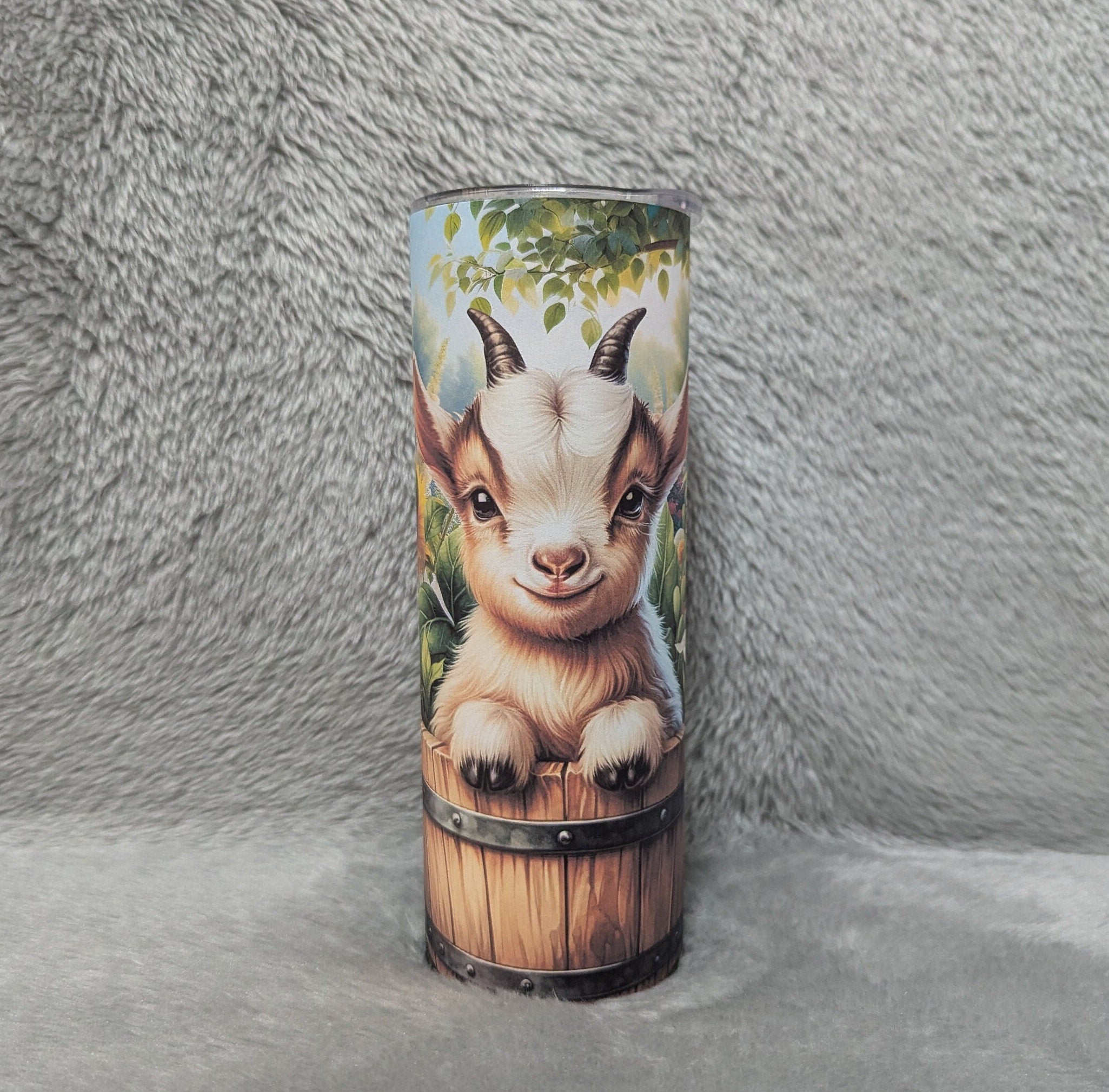 Cute Goat Tumbler 20oz With Reusable Straw, Can Be Personalized