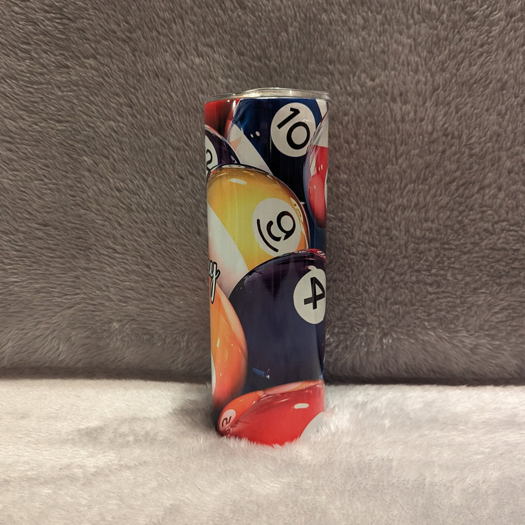 Stylish Pool Ball Tumbler 20oz With Reusable Straw, Can Be Personalized