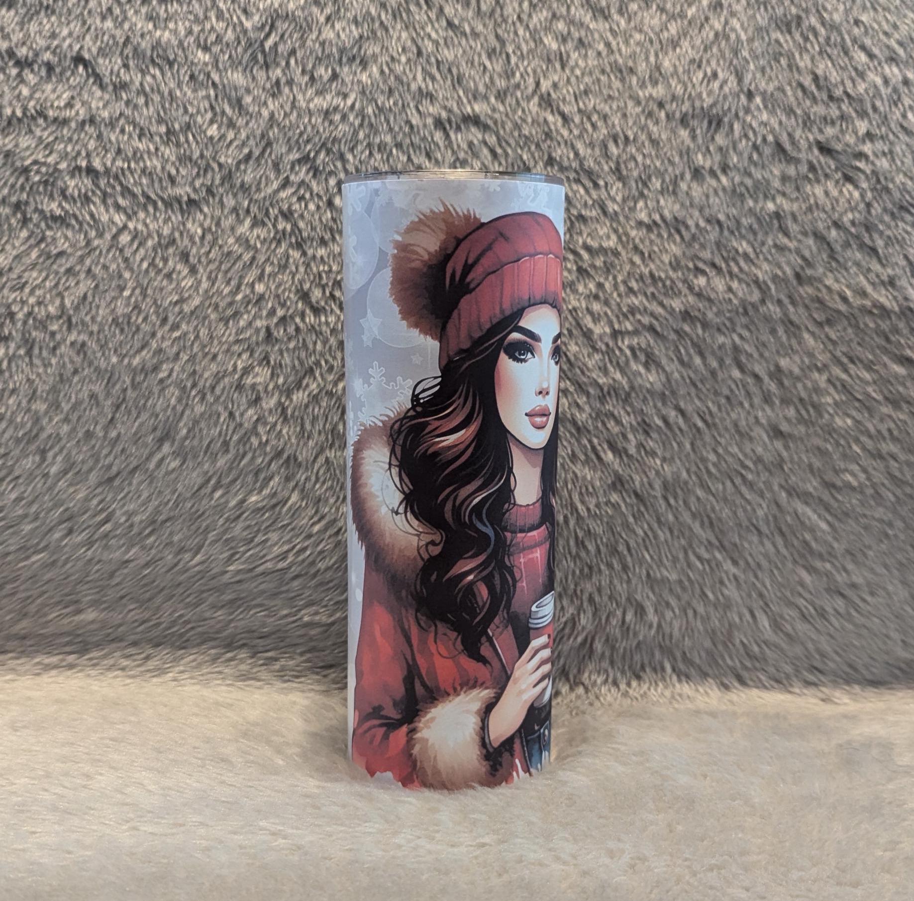 Tis The Season Girl Tumbler 20oz With Reusable Straw, Can Be Personalized