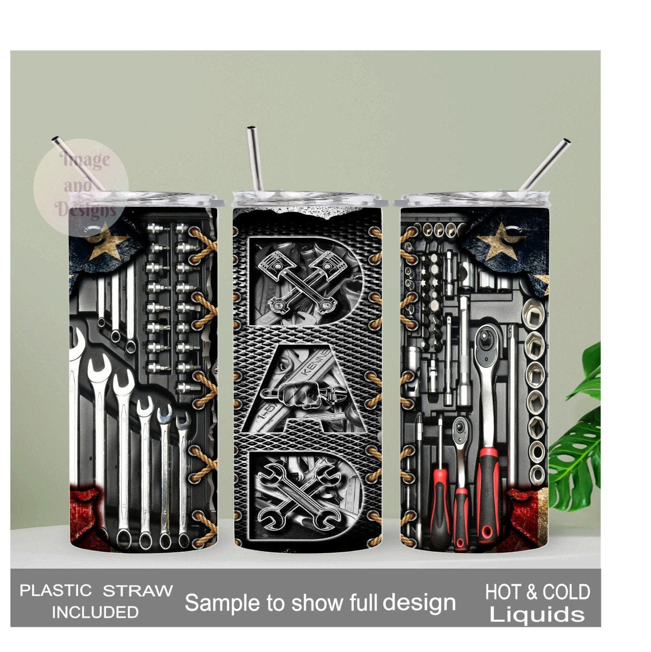Dad Tumbler With A Tool Design 20oz With Reusable Straw