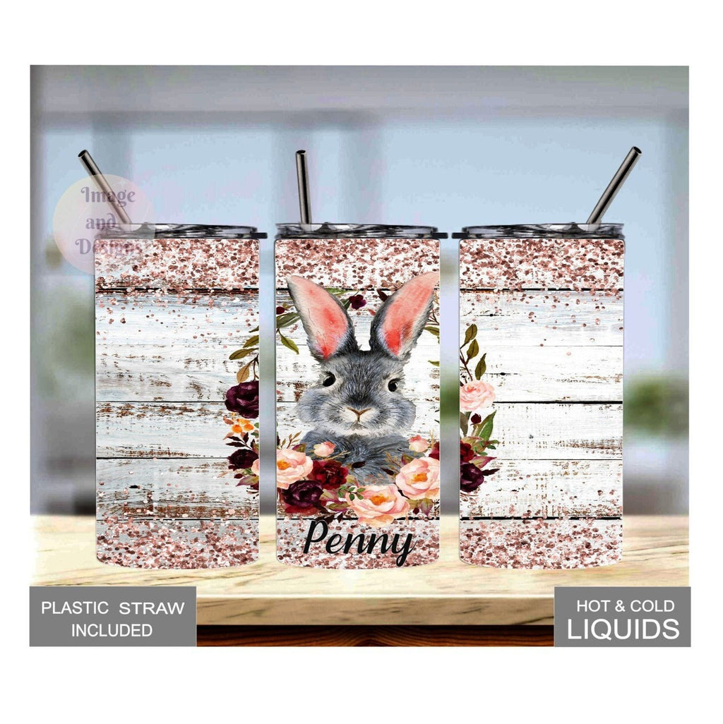 Kids Bunny Tumbler 15oz With Reusable Straw, Can Be Personalized