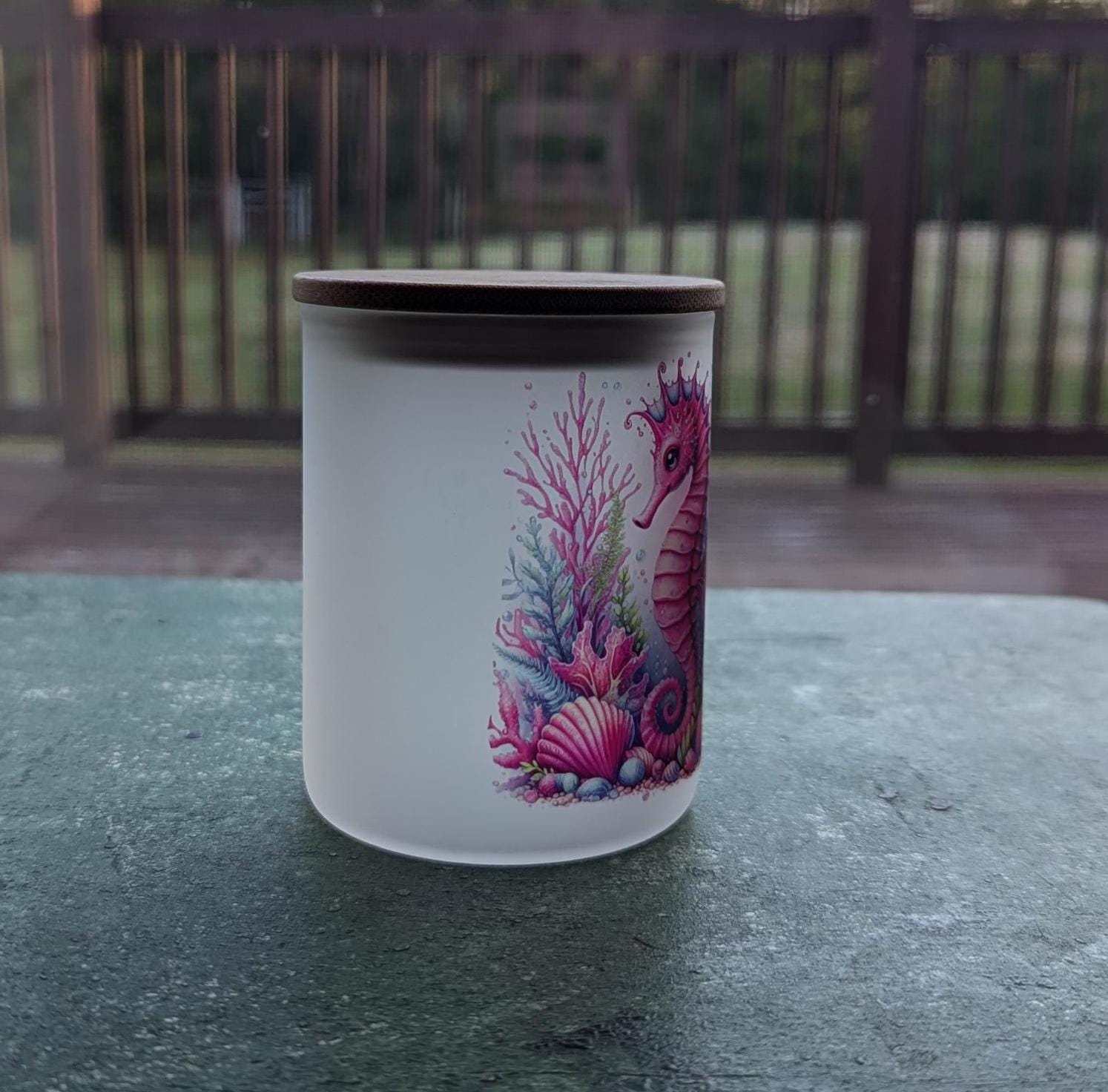Pink Seahorse Candle Holder With A Battery Operated Flickering Tea Light