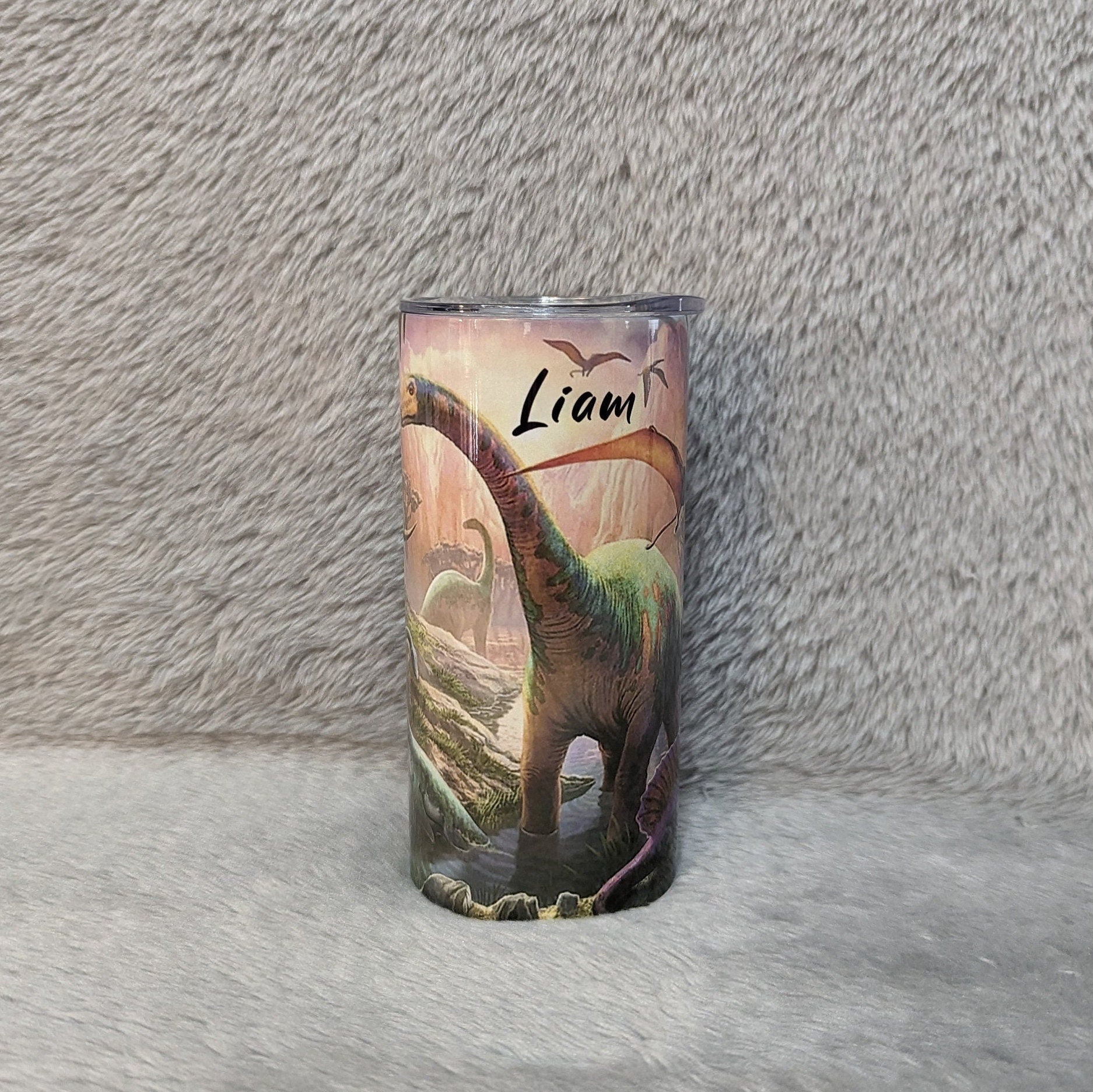 Dinosaur Tumbler 15oz With Reusable Straw, Can Be Personalized