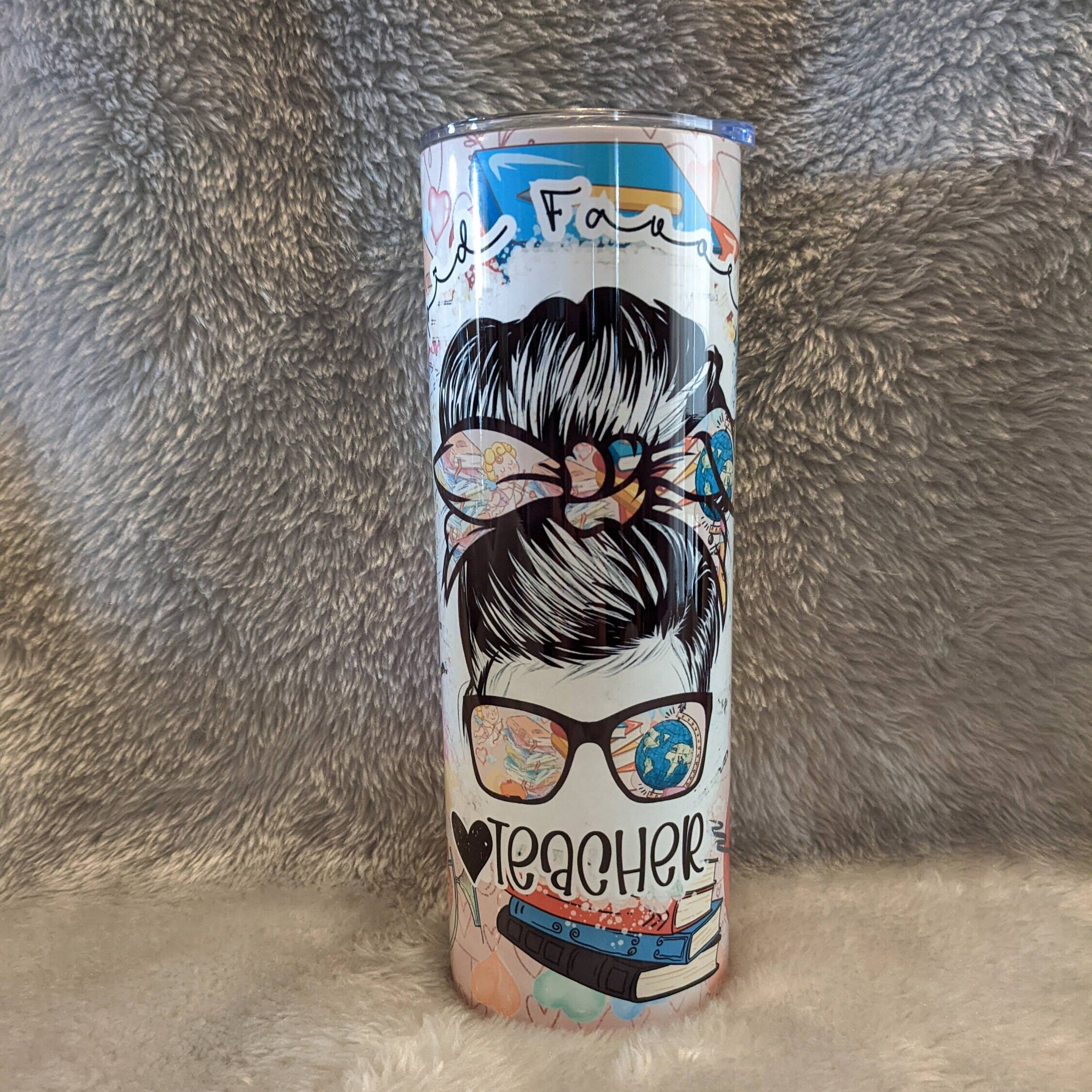 Teacher Tumbler 20oz With Reusable Straw, Can Be Personalized