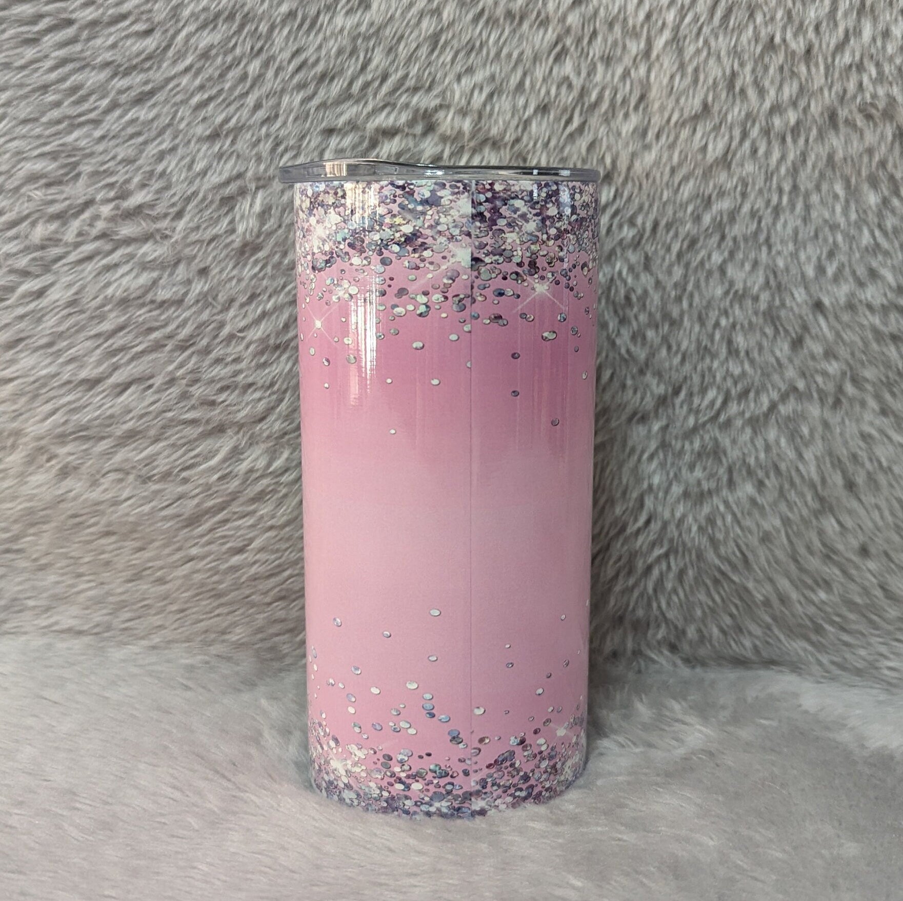 Little Girl With Pretty Flowers and A Glitter Design Tumbler 15oz With Reusable Straw, Can Be Personalized