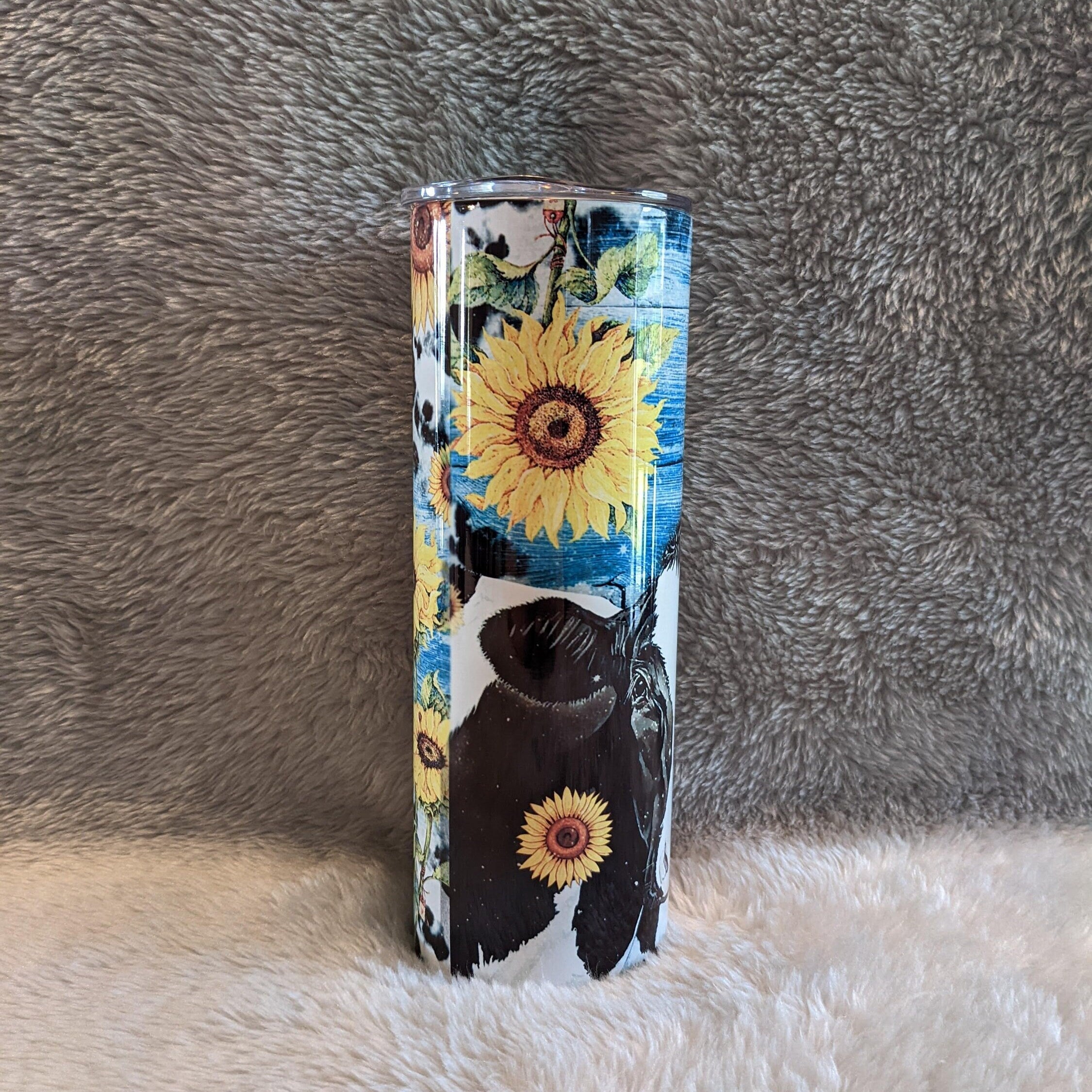 Cow Tumbler 20oz With Reusable Straw, Can Be Personalized