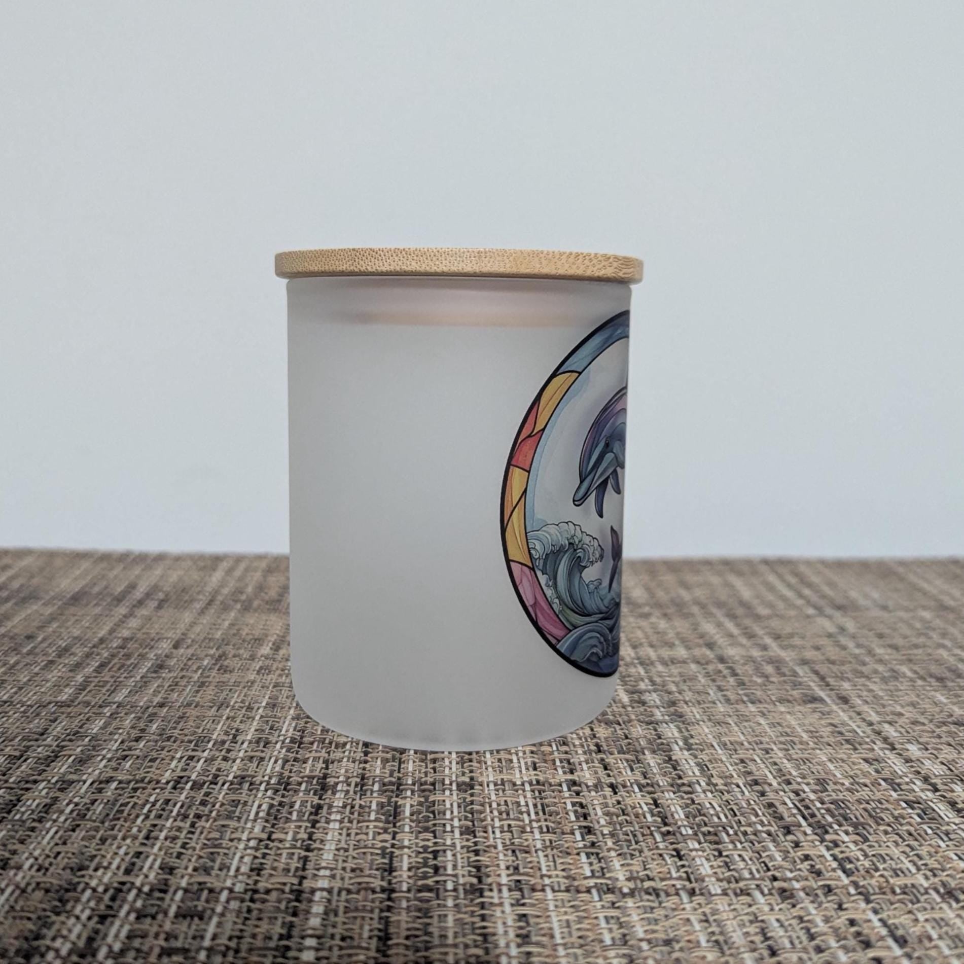Dolphin With A Stained Glass Design Candle Holder - Includes A Battery Operated Flickering Tea Light