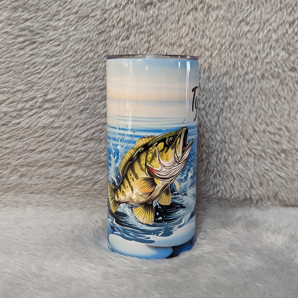 Kids Fishing Tumbler 15oz With Reusable Straw, Can Be Personalized