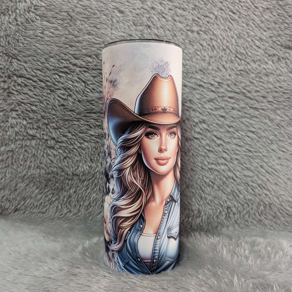 Cowgirl Tumbler 20oz With Reusable Straw, Can Be Personalized