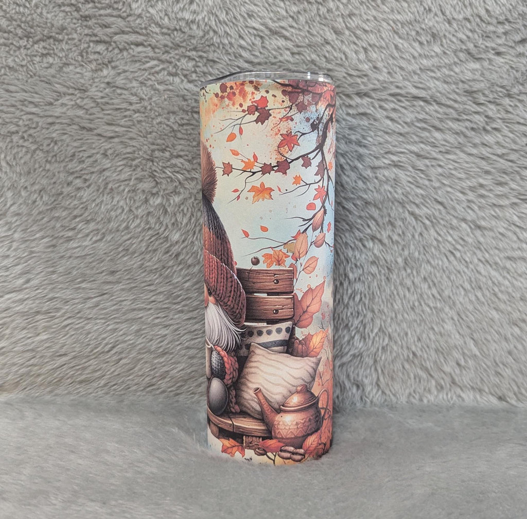 Cute Autumn/Fall Gnome Tumbler 20oz With Reusable Straw, Can Be Personalized