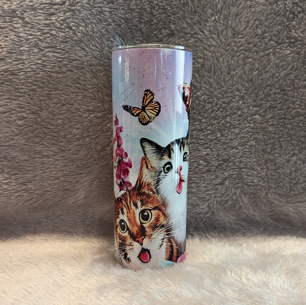 Crazy Cat Tumbler 20oz With Reusable Straw, Can Be Personalized